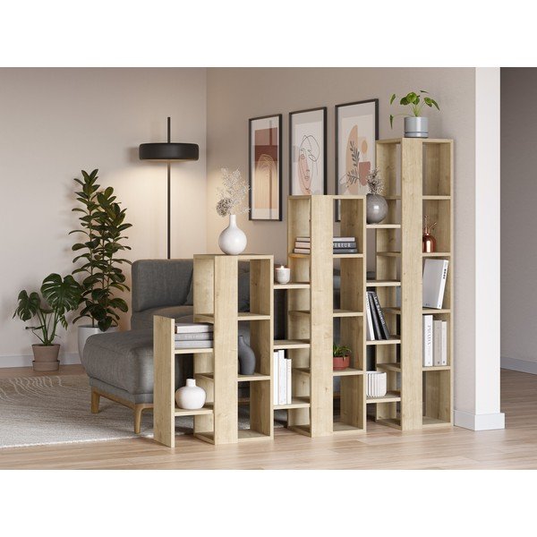 Scaffale in rovere decorato in colore naturale 158x151 cm Anissa - Marckeric-image-1