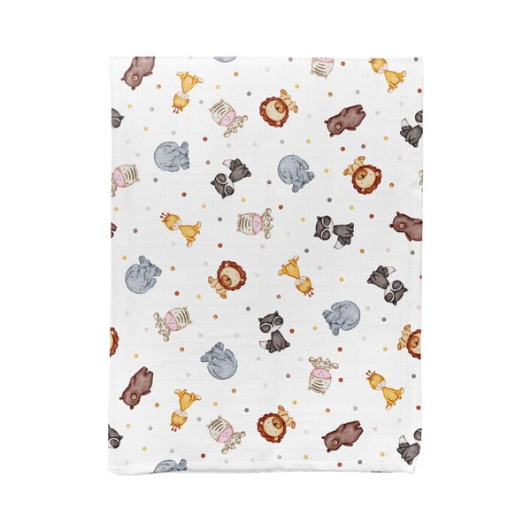 Coperta per bambini bianca in mussola 75x100 cm Zoo – Mijolnir