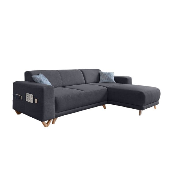 Divano angolare color antracite allungabile e con contenitore Classy Sophie – Miuform