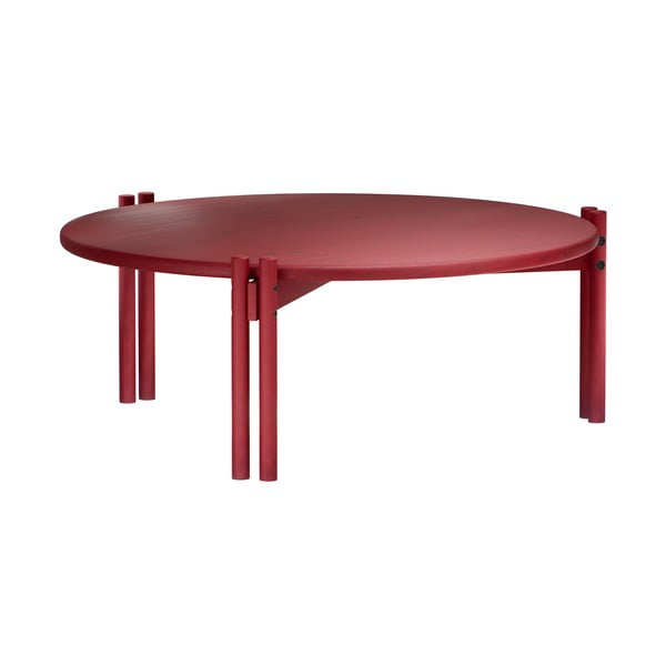 Tavolino rotondo rosso in legno di pino ø 80 cm Sticks - Karup Design-image-3