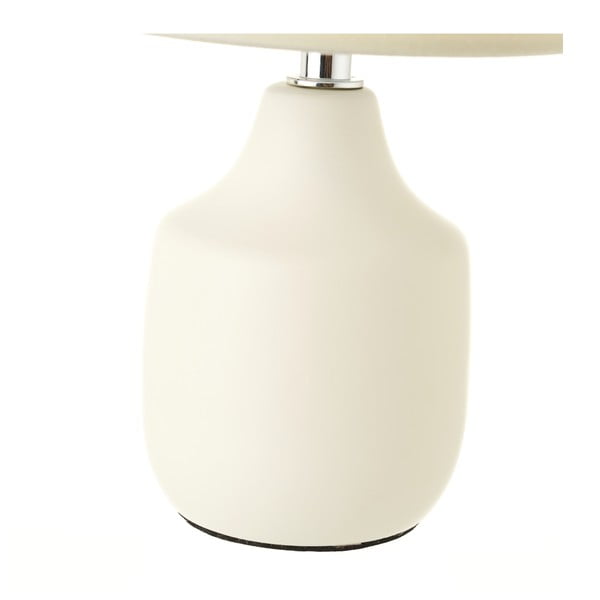 Lampada da tavolo in ceramica bianca e crema con paralume in tessuto (altezza 24 cm) - Casa Selección-image-3