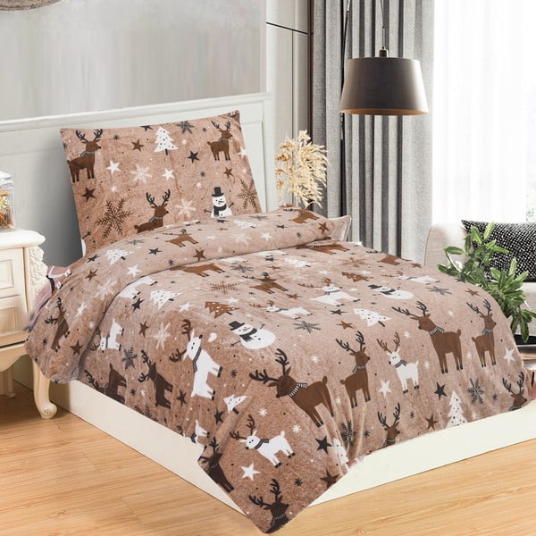 Set copripiumino e federa marrone in micropile per letto singolo 140x200 cm Nordic Fairytale – My House