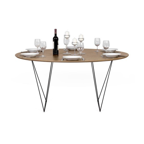 Jídelní stůl v dekoru ořechového dřeva s černým podnožím Symbiosis Row, ⌀ 150 cm-image-2