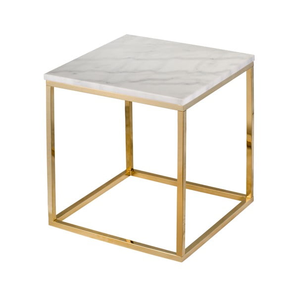 Tavolo in marmo bianco con base dorata , 50 x 50 cm Accent - RGE-image-1