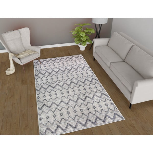 Tappeto grigio lavabile 80x150 cm Zig Zag – Vitaus-image-1