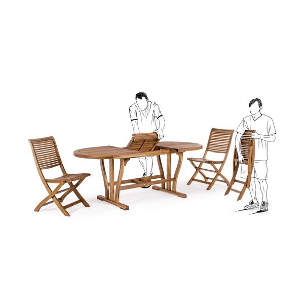 Tavolo da pranzo da giardino in acacia massiccia 90x150 cm Noemi  – Bizzotto-image-4