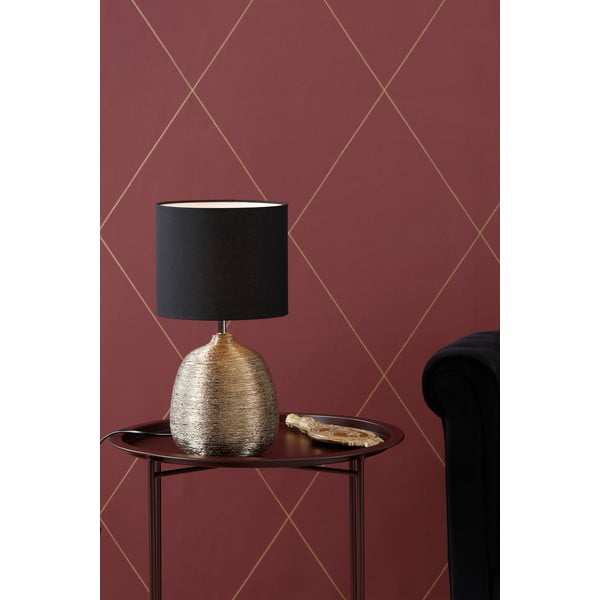 Lampada da tavolo nera/dorata con paralume in tessuto (altezza totale 37,5 cm) Oscar – Markslöjd-image-1