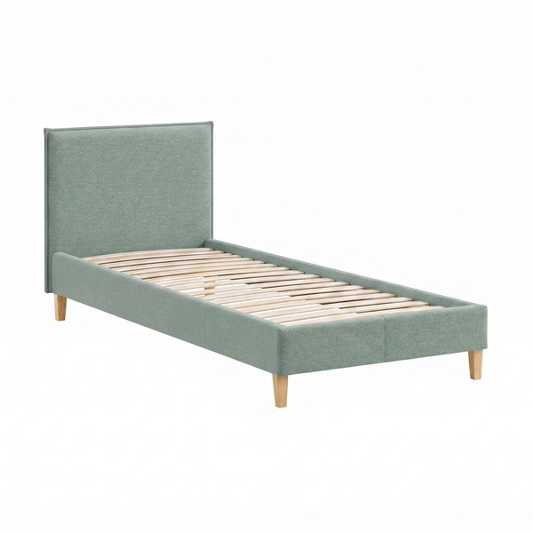Letto singolo imbottito verde con griglia 90x200 cm Tina - Ropez