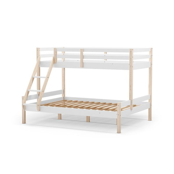 Letto a castello bianco in legno di pino 90x190/140x190 cm Livia - Marckeric-image-3