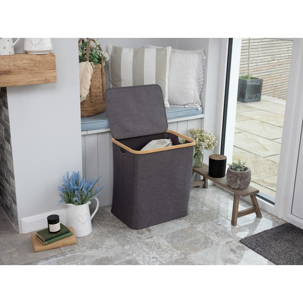 Cesto portabiancheria in tessuto 70 l Bamboo - Addis-image-1