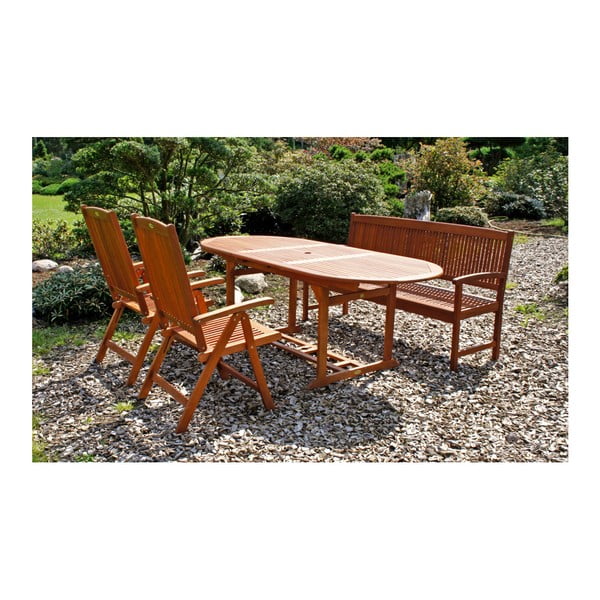 Panchina da giardino in legno di eucalipto Stoccolma - Garden Pleasure-image-2