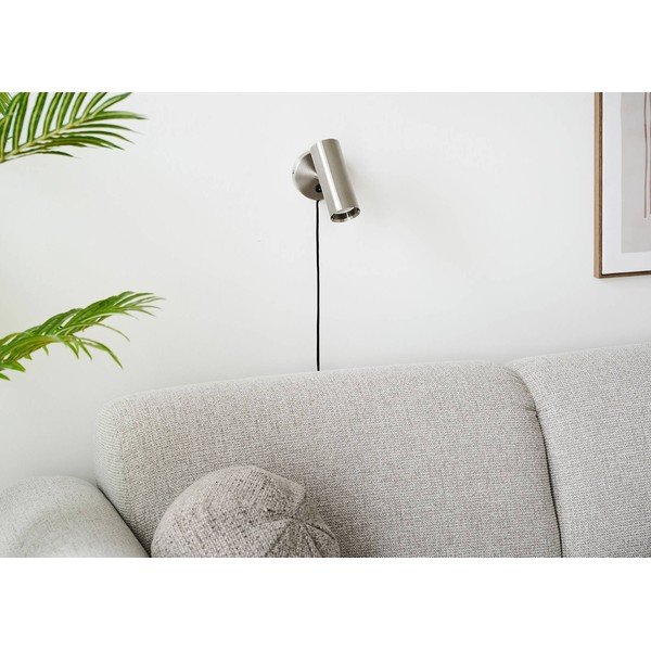 Lampada da parete argentata in acciaio con alimentazione a corrente Paris – House Nordic-image-1
