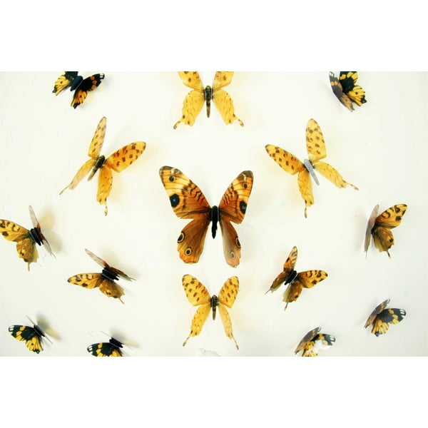 Set di 18 adesivi 3D Farfalle Giallo - Ambiance-image-2