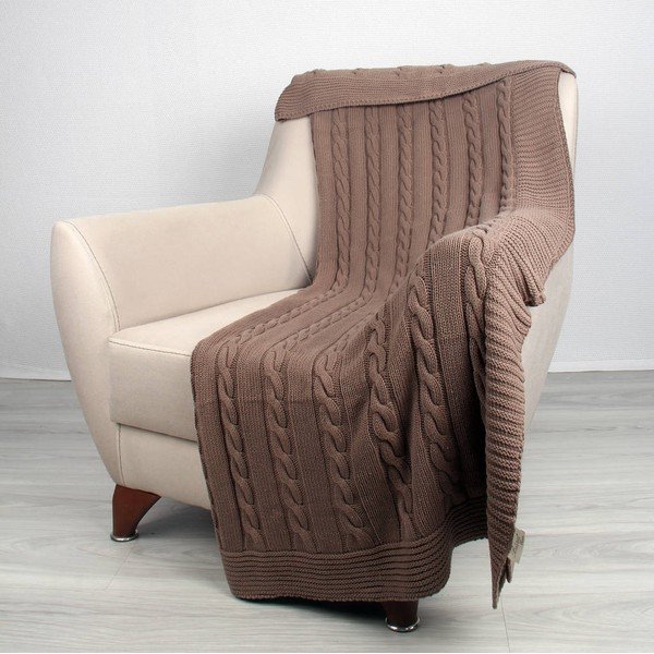 Copriletto in cotone marrone Carla, 130 x 170 cm - Homemania Decor