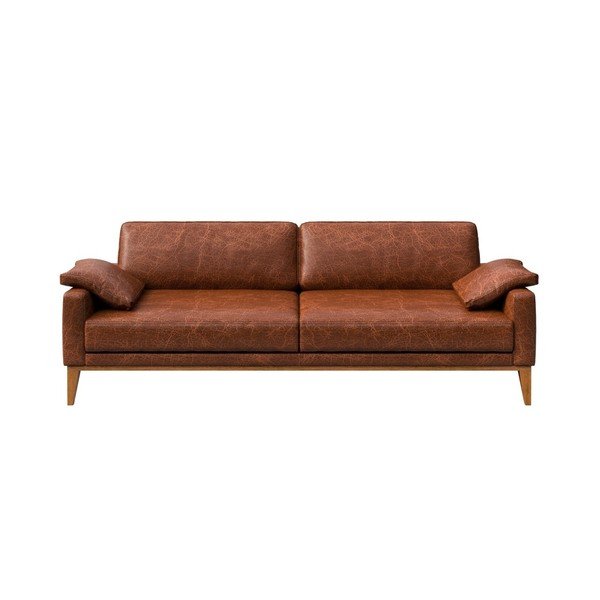 Divano in pelle rosso-marrone Musso, 211 cm - MESONICA