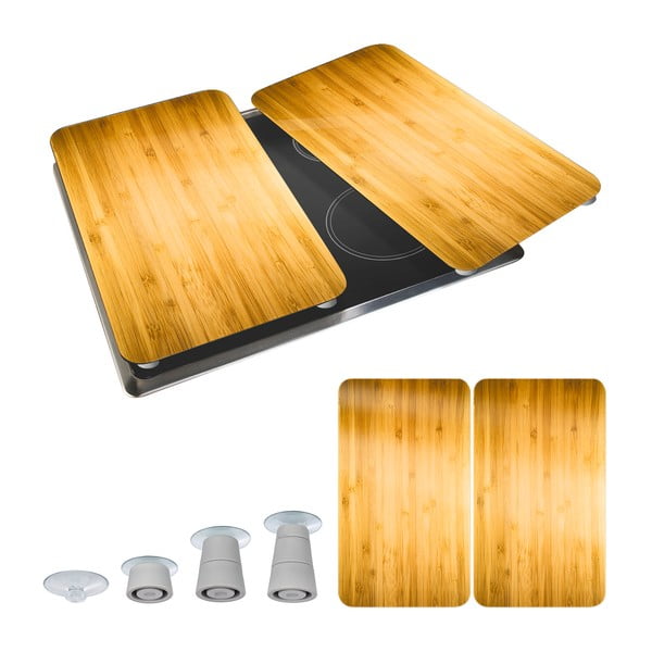 Coprifuoco in vetro temperato in set da 2 52x30 cm Wooden - Maximex-image-2