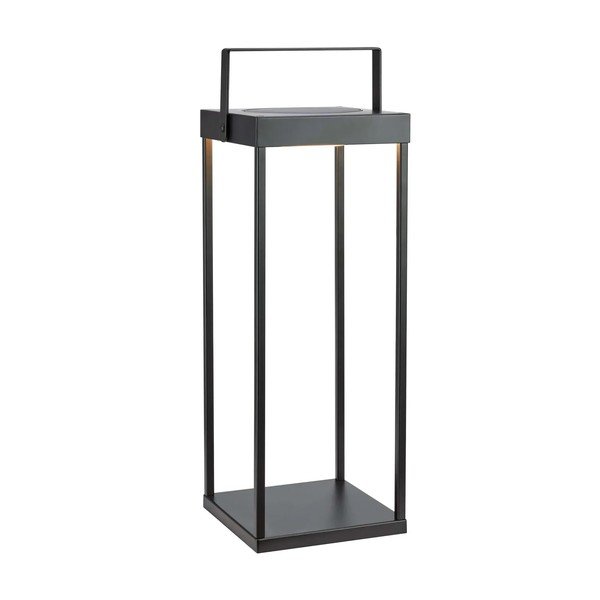 Lanterna a LED nera con alimentazione a pannelli solari e con ricarica USB da esterno (altezza totale 53 cm) Pure – Markslöjd