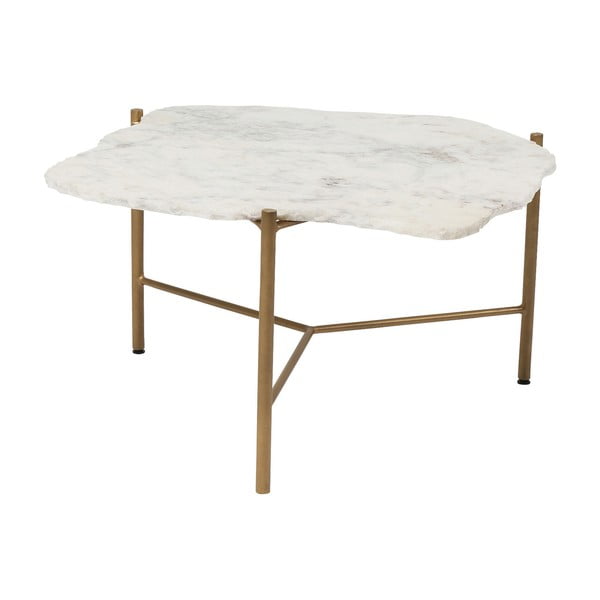 Tavolino bianco con piano in marmo , 76 x 72 cm Piedra - Kare Design