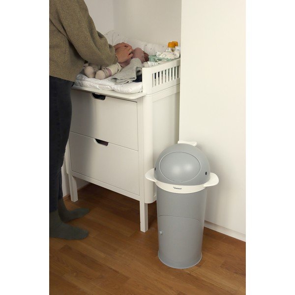 Cestini in plastica grigio scuro per pannolini 25 l Whale - Kindsgut-image-3