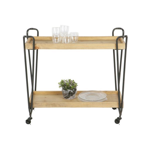Pojízdný servírovací stolek s policemi z mangového dřeva WOOOD Zoe