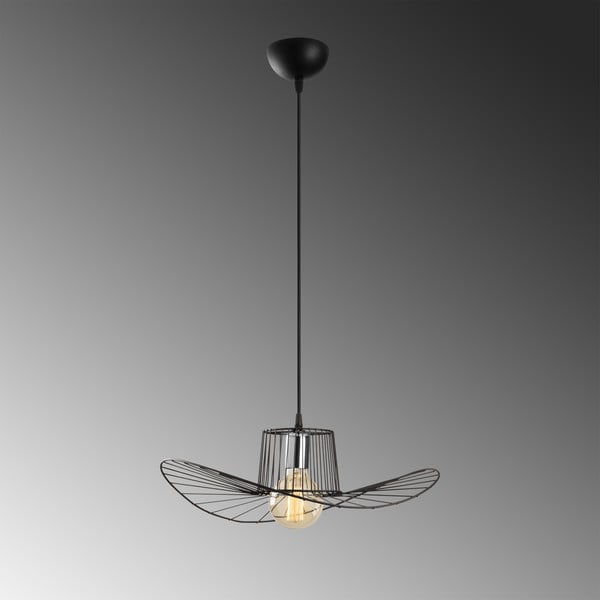 Lampadario nero con paralume in metallo ø 50 cm Tel – Opviq lights-image-1