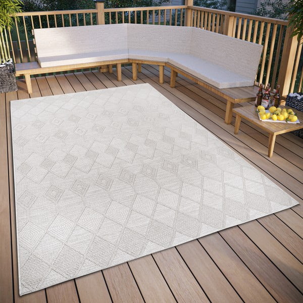 Tappeto da esterno crema 194x290 cm - Elle Decoration-image-1