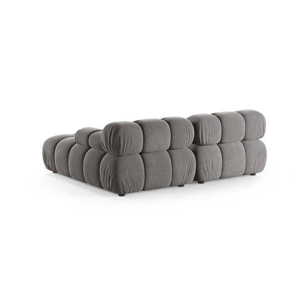 Divano angolare componibile grigio chiaro (con penisola a destra/con chaise lounge) con rivestimento in velluto – Micadoni -image-2