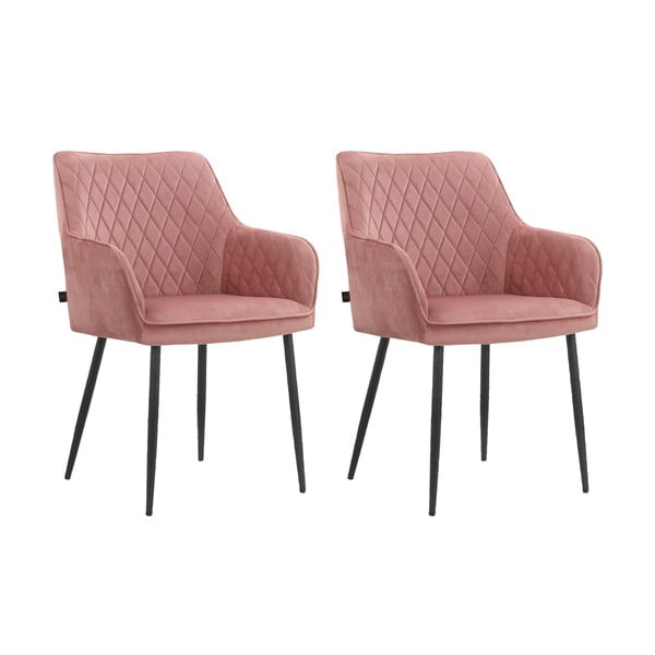 Set di sedie da pranzo rosa chiaro in imbottito 2 pz Elvira – Støraa-image-4