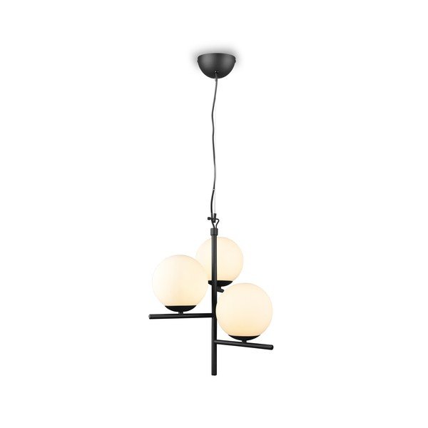 Lampadario nero opaco con paralume in vetro ø 40 cm Pure – Trio-image-2
