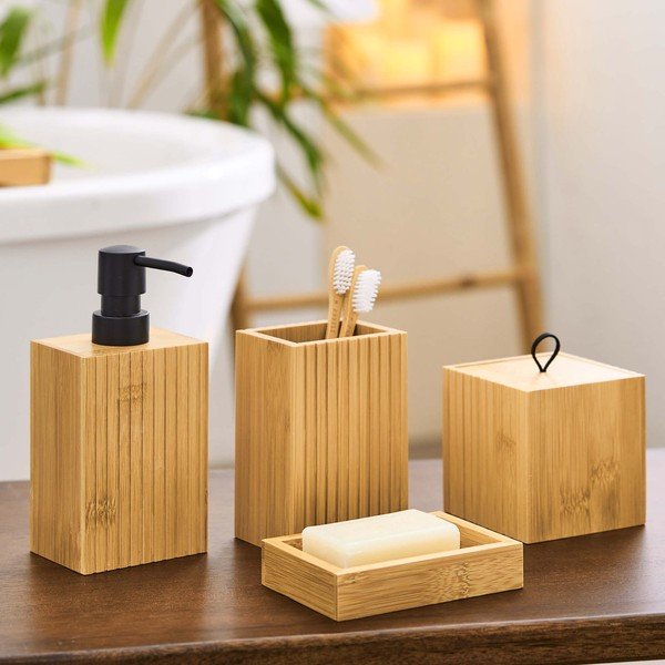 Organizer da bagno di colore naturale in bambù per dischetti di cotone Hanoi – douceur d'intérieur-image-1