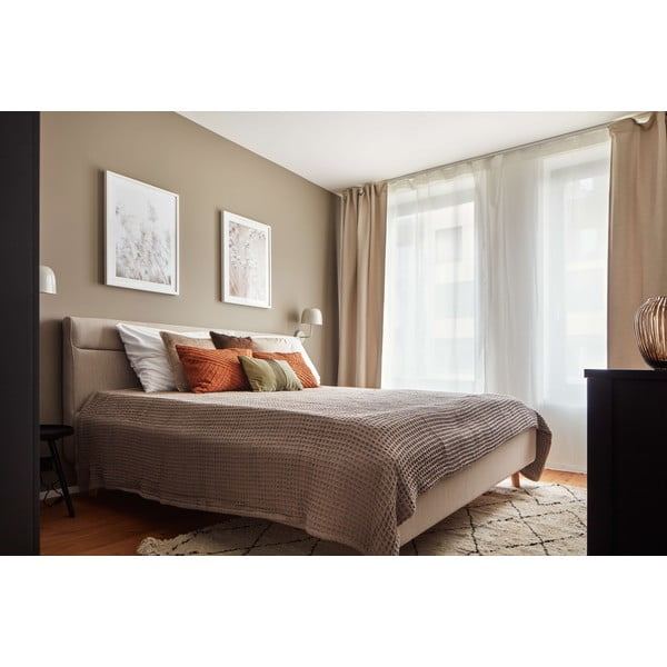 Letto matrimoniale imbottito beige con contenitore con rete inclusa 180x200 cm Lotte – Meise Möbel-image-2