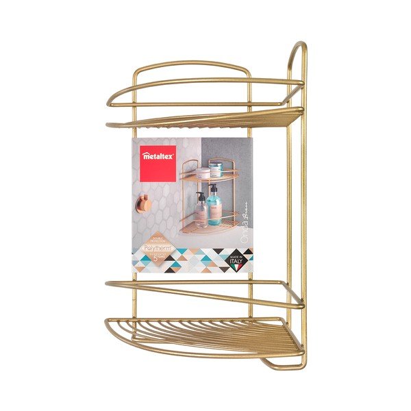 Mensola angolare in acciaio per bagno in oro Onda - Metaltex-image-2