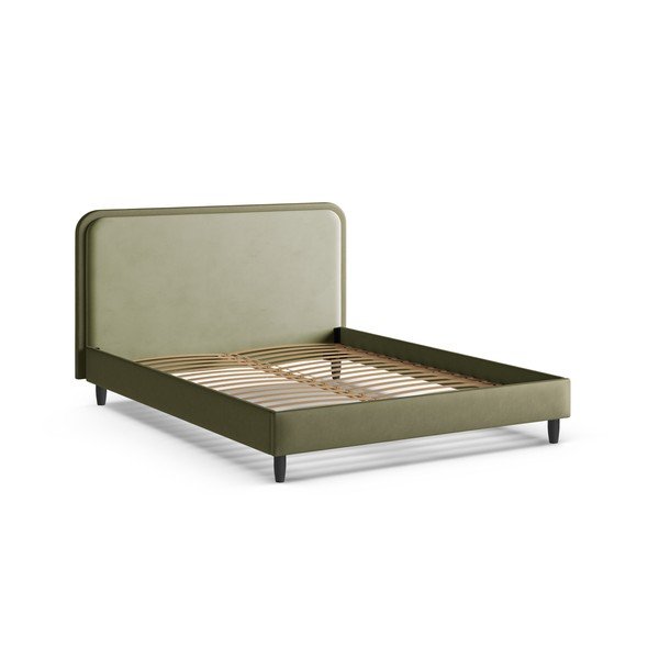 Letto matrimoniale imbottito verde con rete inclusa 180x200 cm Aveline – Micadoni -image-2