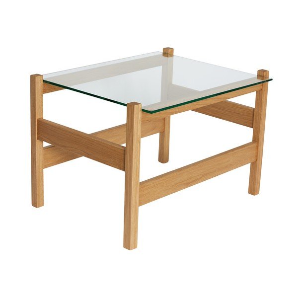 Tavolino da salotto di colore naturale con piano in vetro 52x66 cm Ledge – Hübsch