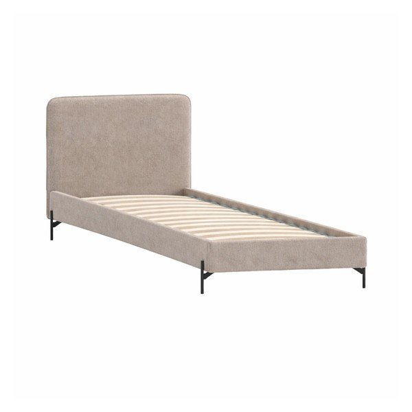 Letto singolo imbottito marrone chiaro con griglia 90x200 cm Barker - Ropez