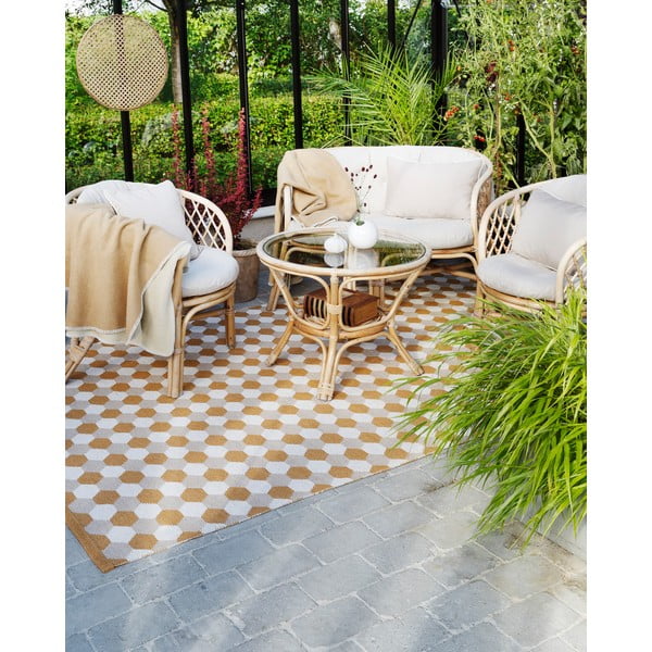 Passatoia da interno/esterno giallo ocra 70x160 cm Dana Ochre – Pappelina-image-1