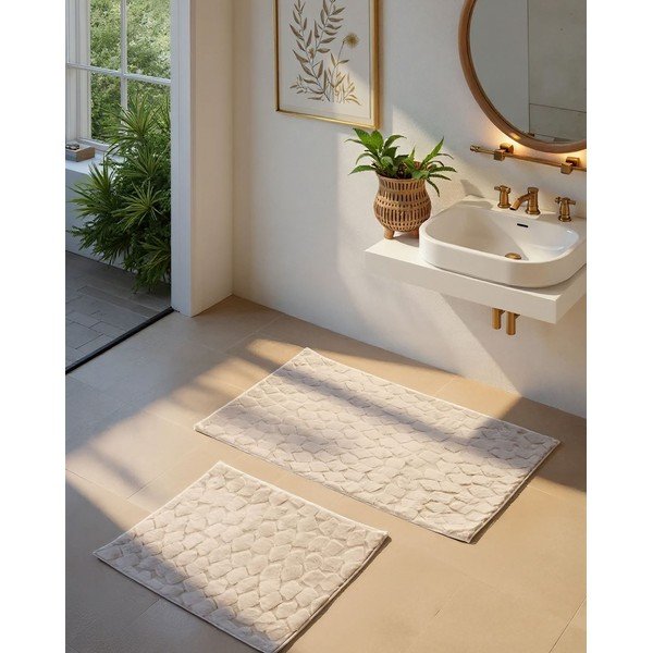 Set di tappetini per il bagno beige 2 pz 60x100 cm Rabbit – Foutastic-image-1