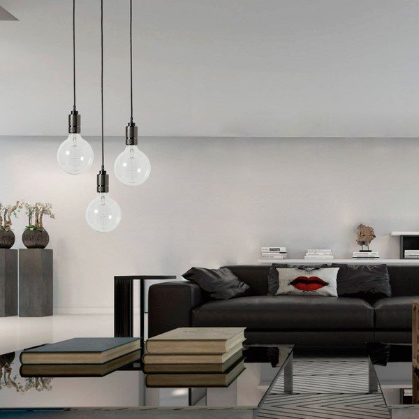 Lampada a sospensione nera senza paralume Vintage - SULION-image-1