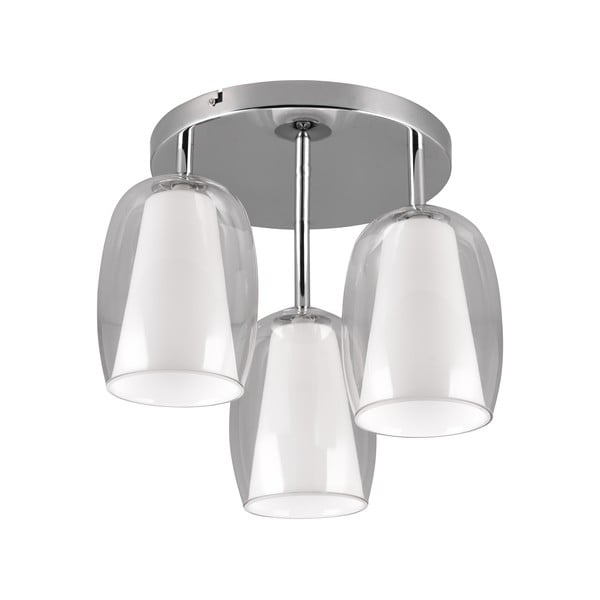 Apparecchio da soffitto con paralume in vetro ø 14 cm in argento Barret - Trio Select