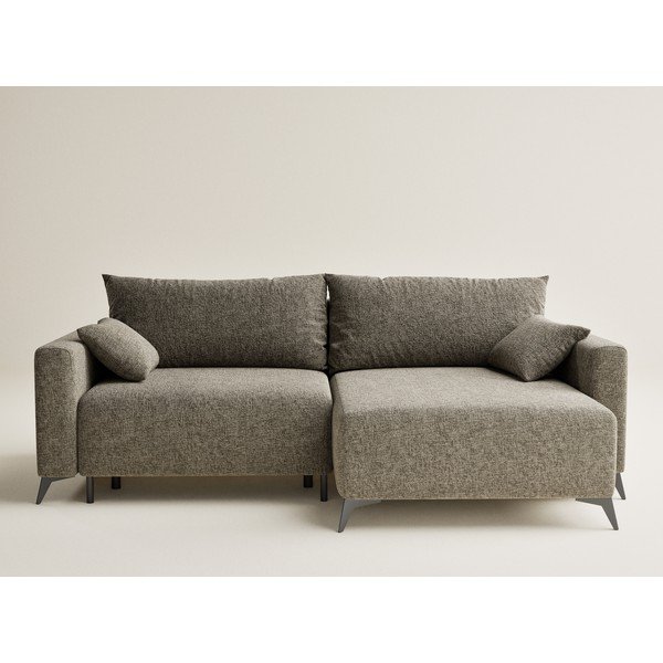 Divano angolare marrone allungabile/con contenitore (con penisola a destra/con chaise lounge) con rivestimento in ciniglia Leon – Maison de Rêve-image-2
