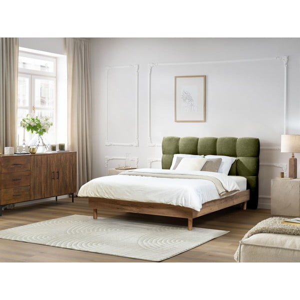 Letto matrimoniale imbottito verde rete inclusa 160x200 cm Kumo - Bobochic Paris-image-1