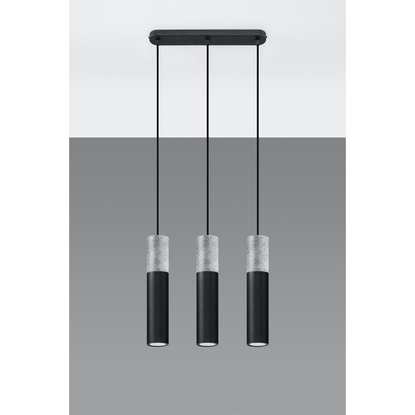 Lampada a sospensione nera e grigia, lunghezza 40 cm Edo - Sollux-image-3