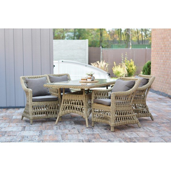 Poltrona da giardino grigio-marrone in rattan artificiale Denver - Rojaplast-image-2
