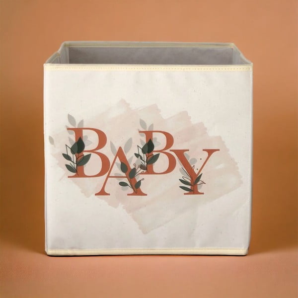 Scatola in tessuto beige 30x30x30 cm - Mioli Decor-image-1