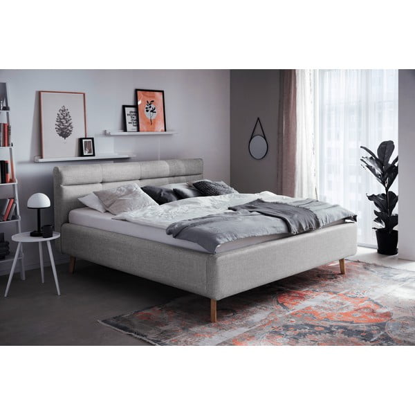Letto matrimoniale imbottito grigio con contenitore con rete inclusa 160x200 cm Lotte – Meise Möbel-image-1