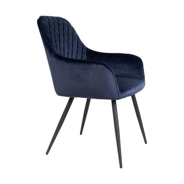 Set di sedie da pranzo blu scuro in imbottito con braccioli 2 pz Harbo – House Nordic-image-3