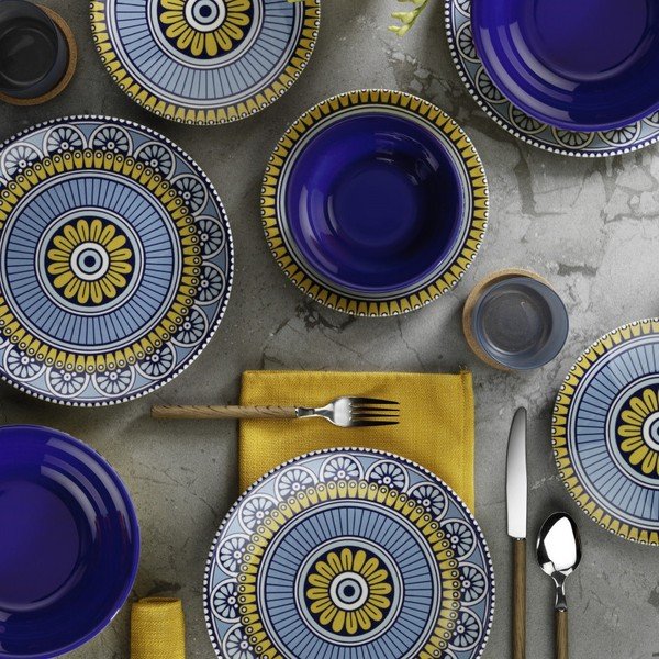 Set di piatti in porcellana da 24 pezzi Mandala - Kütahya Porselen-image-1