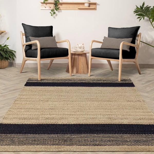 Tappeto nero/beige in iuta reversibile/tessuto a mano 120x170 cm Cedar – Asiatic Carpets-image-1