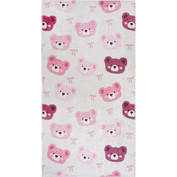 Tappeto per bambini rosa e avorio lavabile 60x100 cm Cute Teddies Pink – Vitaus