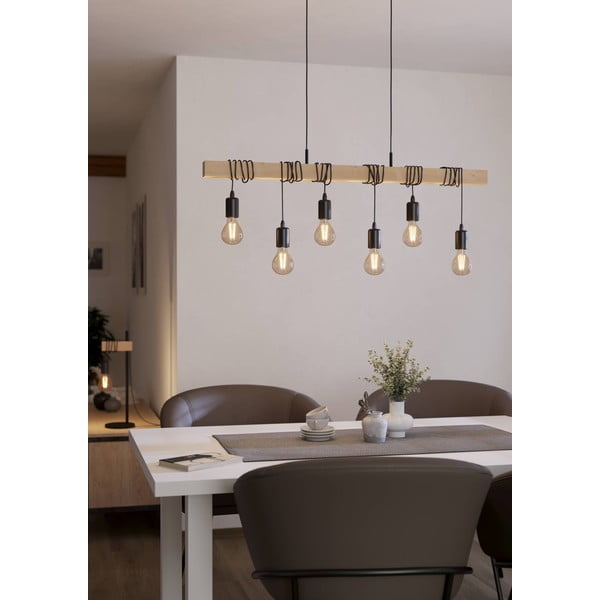 Lampadario nero/di colore naturale TOWNSHEND – EGLO-image-1